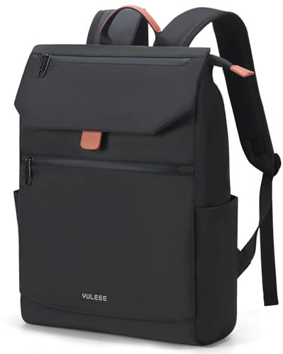 YULEEE Rucksack Klein, Leicht Tagesrucksack Laptop Rucksäcke mit 15,6 Zoll Laptopfach Wasserdicht Elegant Daypack Laptoprucksack Backpack für Ausflüge, Uni, Schule, Büro, schwarz