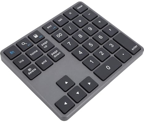 Yanmis WL Nummernblock, 2,4 G WL BT5.0 BT3.0 Ziffernblock, Externe 35 Tasten Numpad Finanzdateneingabetastatur für OS X, für Android Laptop PC Desktop Smartphone (Grey)