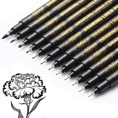 XULIERUX Ensemble de 12 Stylos-Ligneurs Fins, Ensemble de Stylos-Ligneurs Noirs, Imperméable, Adapté aux Artistes, Dessin, Esquisse, Dessin Technique