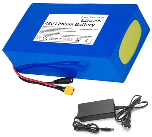 GNIUBBDB 48V 20Ah E-Bike Batería de Iones de Litio con 54.6V 2A Cargador 13S4P Bicicleta Eléctrica Scooter Batería incorporada BMS para 250W 300W 350W 500W 750W 1000W Motores XT60 Plug+SM Plug