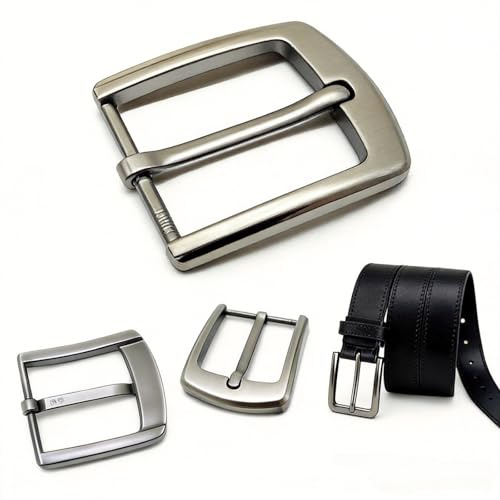 Amazleer Gürtelschnalle für Herren, Belt Buckle, Zinklegierung Poliert, 40mm, Einzelne Zinken Quadratisch, Klassische Ledergürtel Ersatzschnalle Men's Belt Buckles