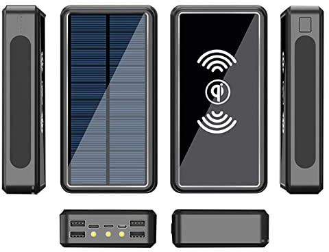 Caricabatterie portatile Power Bank Batteria esterna a ricarica rapida Caricabatterie solare a induzione wireless, 50000Mah Power Bank Caricabatterie wireless solare portatile - Batteria est