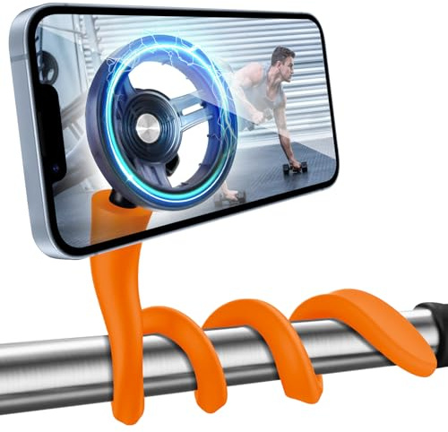 SINOTATO Flexibel Handyhalterung für Magsafe für Fitness im Fitnessstudio, Schwanenhals-Handyhalterung Magnetisch Handy Fahrradhalterung für Fitnessgeräte, Kinderwagen, Einkaufswagen, Heimtrainer