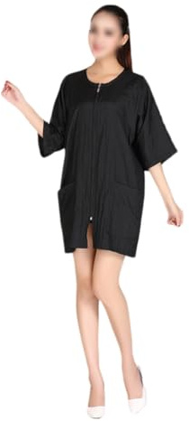 BEBEMOKO Friseurumhang Kurzarm Friseurschürze Schwarz Atmungsaktiv Friseur Haar Uniform Mit Tasche Salon Haarschneideumhang Für Damen Und Herren
