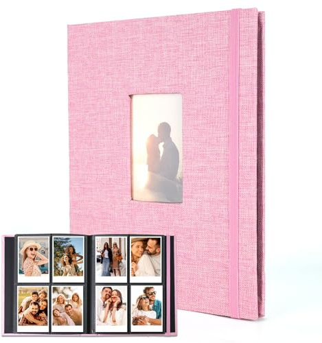 Photo Album With 208 Pockets For 3-Inch Photos, Insert-Style Photo Album With Diy Front Window, Compatible With Polaroid Film, Fujifilm Instax Mini 8/9/90/11 K-Pop Cards (Pink)