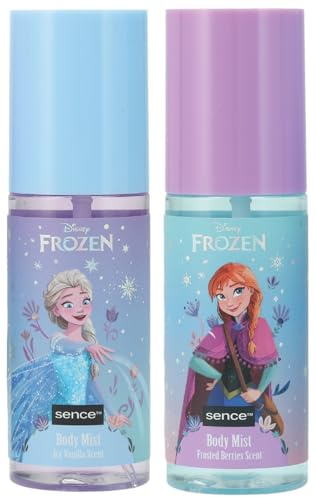 Disney Frozen ELSA & ANNA Lot de 2 vaporisateurs corporels (fruits et vanille), vaporisateur corporel végétalien, idée cadeau parfumée, spray corporel à la vanille Sence (2 x 100 ml)