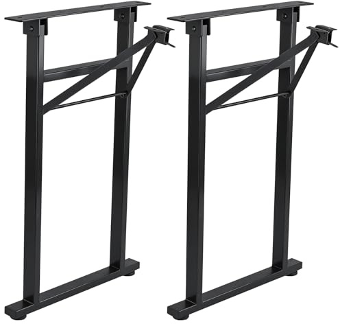 Homtone 2er-Set Schwerlast Metall Tischbeine klappbare, H71xW45 cm-Faltbar | Industrielle Stahl Bankbeine Tischfüße für DIY Couchtisch, Sitzbank, Schreibtisch, Schwarz
