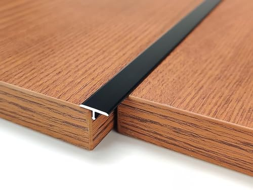 T-Profil Zierleiste aus Aluminium 2x135cm Einbau-Abschlussprofil für Wand & Fliesen Wasserdicht Feuchtigkeitsbeständig Dekorative Fugenleiste für Bad Küche Wohnzimmer(Schwarz,Breite: 15mm)