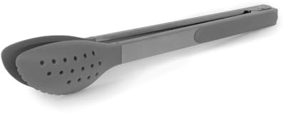 Dexas Spoon & Strain Tongs with Gravity open & Close Operation, 12, Gray