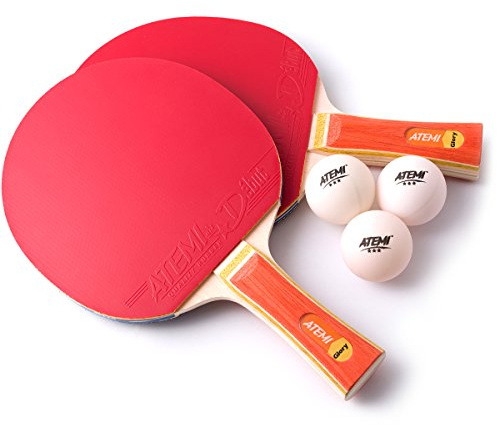 Atemi Tischtennis-Set (2X Schläger, 3X Bälle) Glory Serie - ITTF zugelassener Ping Pong Schläger & 3-Star Bälle Starter Pack für Anfänger bis Fortgeschrittene