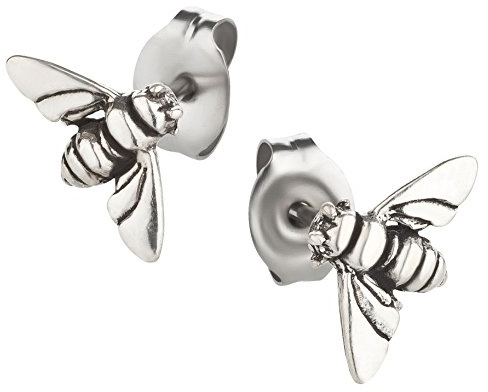 Ohrstecker Ohrringe Biene Silber 925 Sterling als Ohrschmuck mit kleiner Schmuckbox - 7K - Schmuck Geschenke für Damen, Mädchen, Jungen, Kinder und Herren