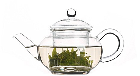 GOLDBEARUK Tetera de cristal transparente con infusor de vidrio, 400 ml