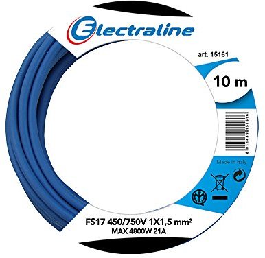 Electraline 13091 Cavo Unipolare FS17, Sezione 1 x 1.5 mm², Blu, 10 m