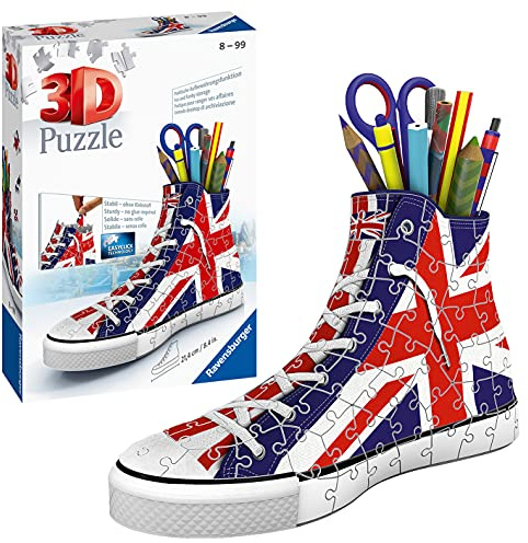 Ravensburger British Flag Shoe 3D Jigsaw Puzzle for Kids Age 8 Years Up - 108 Pieces Pencil Pot - No Glue Required