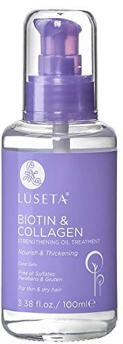 L LUSETA Biotin Hair Growth Serum with Collagen, Hair Oil for Thin and Damage Hair Growth Oil, Biotin growth serum for Frizzy & Damaged hair, Thickening and Healthier Scalp for Men & Women 3.38 Fl Oz