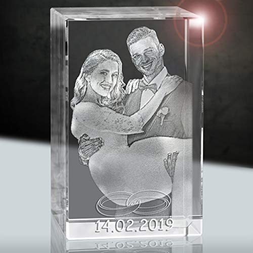 3Dglas Hochzeitsfoto in Glas | Geschenk fürs Brautpaar | 3D im 80mm Quader