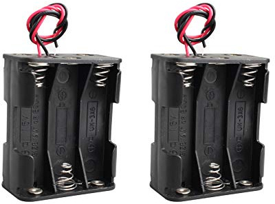 HALJIA Batterie-Halterung, 9 V, AA, 6 x 1,5 V, Plastik, mit Draht-Anschlüssen, 2 Stück