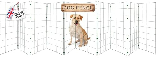 Conka Pets – Outdoor Dog Fence – Wire Garden Barrier for All Sized Dogs – 1 Metre High – 10cmx12cm Mesh Stops Dogs from Jumping - Portable, Strong, Durable and Foldable - Covers 24ft/7.3 Metre Gap