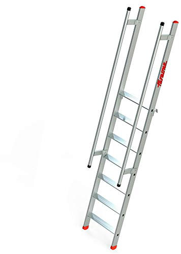 Faraone - Escalera de Apoyo 300.SAS - 7 peldaños - 300x54x20cm - Escalera de Aluminio - Peldaños Antideslizantes - Escalera Ligera - Inclinación 70º - Ideal para Entreplantas y Altillos