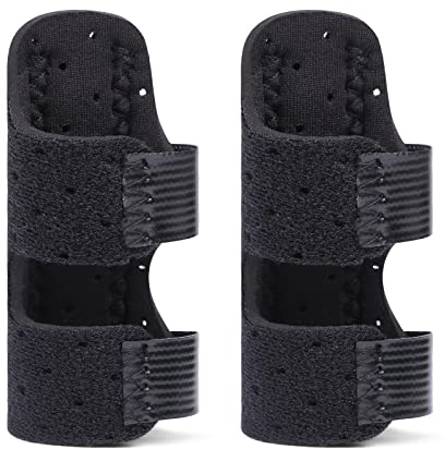 ACWOO Férulas para Dedos, 2pcs Ajustable, Férula Pulgar con Ayuda de Aluminio Incorporada, Protector Dedo para Artritis, Tendinitis, Dolor del Túnel Carpiano y Esguince de Pulgar(Negro)