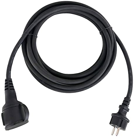 Stagecaptain PSPEXT-2.5 Verlängerungskabel - Länge: 2,5m - Schutzklasse IP44 - H07RN-F Kabel (3X 1,5 mm²) - Gummiummantelt - Mit Kindersicherung und Abdeckkappe - Schwarz