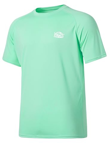 Willit Men's Rashguard Swim Shirt Short Sleeve UPF 50+ Sun Protection SPF Quick Dry Water Shirt Light Green L