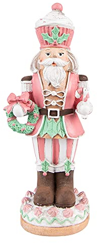 Clayre & Eef Figur Nussknacker 24 cm Rosa Polyresin Weihnachtsdekoration