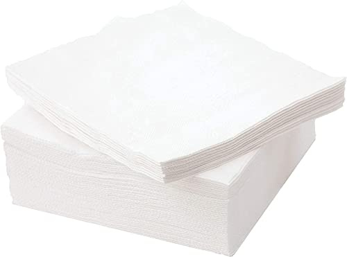 10000 Sheets- Soft Serviette Napkins, 1Ply Square Tissue, White Cocktail Napkins, Kitchen Towels 29 x 29 cm Disposable White Papers, Ideal for Weddings Home Office Catering (Pack of 100)