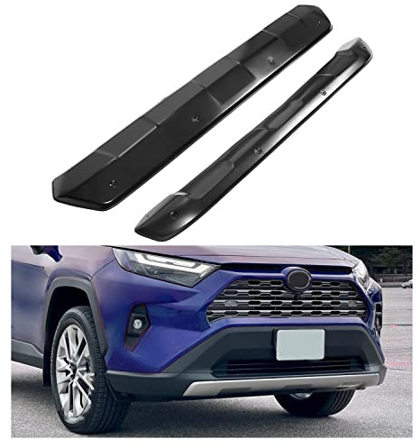 KUAFU Front & Rear Bumper Board Lower Valance Compatible with 2019-2023 Toyota RAV4 RAV-4 TO1095212 527110R080 Lower Air Dam Deflector Valance Cover Panel Skid Plate Board Guard Protector Black 2Pcs