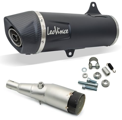 Endschalldämpfer LeoVince SLIP-ON NERO mit Katalysator & Zulassung, Edelstahl schwarz, Carbon Kappe für Honda Forza 350