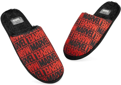 Marvel Zapatillas Casa Hombre - Pantuflas, Andar Por Casa, Talla 40-45 - Regalos Navidad (Negro/Rojo, 42-43)