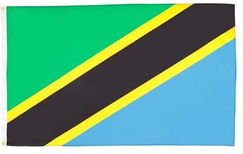AZ FLAG Bandera Tanzania 150x90 cm Tanzana Poliéster Ligero 2 Ojales | Uso interior Enseña costuras dobles y bordes reforzados con ojales metálicos