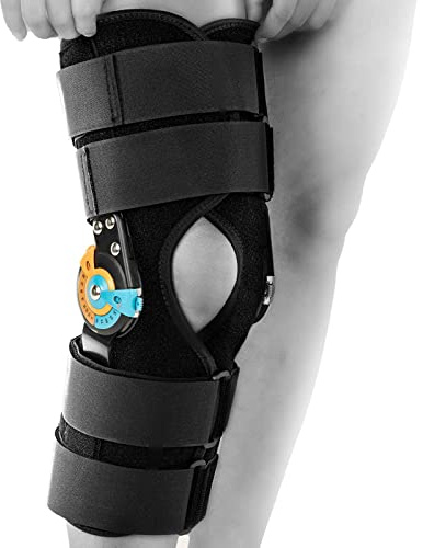 Tairibousy Hinged Knee Brace with Side Stabilizers ROM Knee Support Adjustable Knee Immobilizer for Knee Pain ACL MCL PCL Arthritis Meniscus Tear Post OP Recovery for Men and Women (L)
