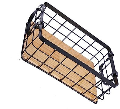 lmoikesz Drahtkorb, Metallgitter, Aufbewahrungsregal, dekoratives Badezimmerregal, Küchenorganisator, Regale, Eckrahmen, Schwarz, S/32 * 22 * 11cm
