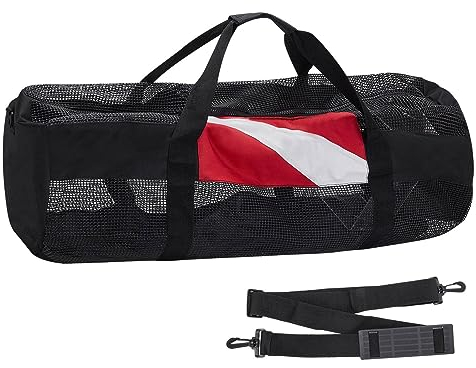 Ronyme Mesh-Sport-Reisetasche, Tauch-Netztasche, 94 cm x 33 cm x 33 cm, Nylon, leichte Aufbewahrung, Tragetasche, Schnorchelausrüstung zum Schwimmen, Angeln, Viereck