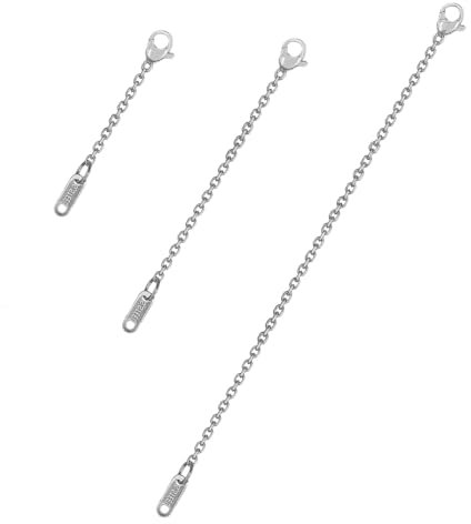 3Pcs Necklace Extender Silver, 2/4/6 Inches Chain Extender for Necklace, Necklaces Bracelets Anklets Jewelry Making Women Men Christmas Gifts, Adjustable Chain Extension with Lobster Clasp