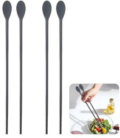 DOERDO DD 4Pcs Silicone Coffee Stirrer,11Inch | 2 in 1 Double Ended, Multipurpose Chopsticks, Stirring Sticks, Coffee Iced Tea Drink Swizzle Sticks