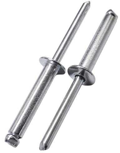 SKIR'CO (100 Stück) Aluminium Blindnieten 6,0 x 30 mm, Stahldorn, Popnieten, Kuppelkopf, DIN 7337 Nieten