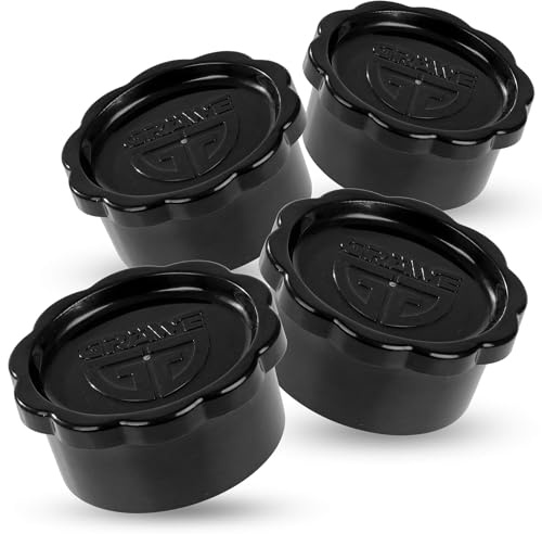 GRÄWE 4er-Set Flaschendeckel, passend für SodaStream Crystal, Schwarz | Für Penguin, Crystal und Crystal 2.0 mit rundem Gewinde, Kunststoff mit Dichtungsring, nicht für 8-eckige Verschlüsse