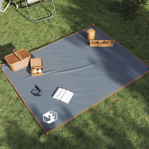 Homgoday Picknickdecke mit Heringen Grau und Orange, 205 x 155 cm, Möbel für den Innen- und Außenbereich