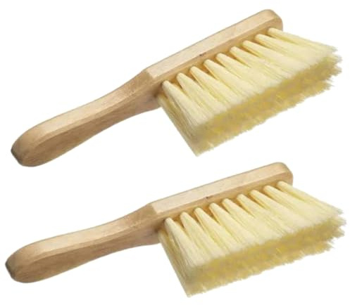 [PACK OF 2] 11 Soft Coco Hand Brush with Wooden Handle - Natural Bristle Cleaning Brush for Home, Kitchen, and Garden Use