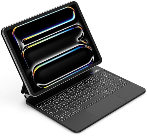 Bettdow für iPad Pro 11 Zoll M4 2024/M5 2025 Tastatur Hülle, Schwebendes Magnetisches Design mit Trackpad, Deutsch QWERTZ-Layout Beleuchtete Tastatur für iPad Pro 11 M4 2024/M5 2025, Schwarz