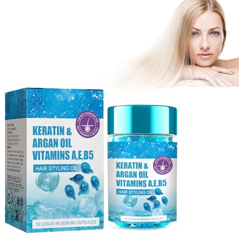 30 Pezzi Di Capsule Di Olio per Capelli, Siero per Rinforzare Il Cuoio Capelluto E I Capelli Capsule Di Olio per Lo Styling E L'idratazione, Siero Anti-Crespo per Capelli Lisci E Luminosi
