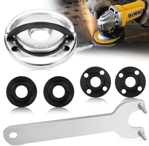 Lot de 6 accessoires pour meuleuse d'angle, écrou de serrage rapide M14 avec clé flexible et bride intérieure extérieure de meuleuse - Installation compatible avec les meuleuses d'angle de 125 mm