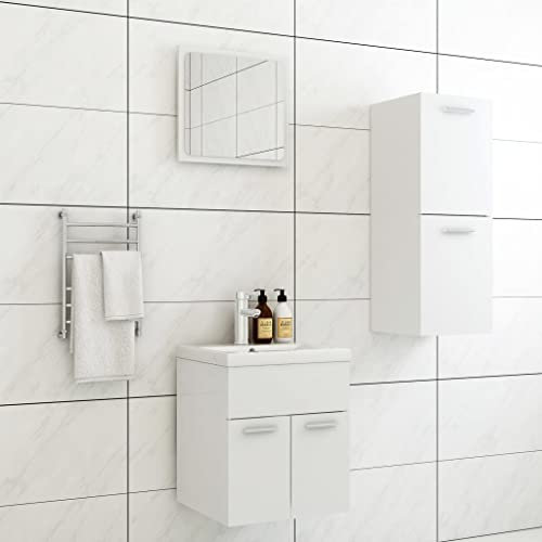 Lauuoeriau Möbelartikel Home Badmöbel-Set Weiß Holz-Möbel