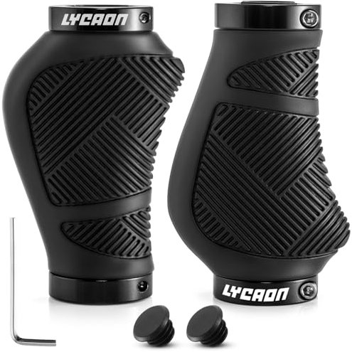 LYCAON Fahrradgriffe rutschfeste Ergonomisch Lenkergriffe, Fahrrad MTB Griffe Lenkergriffe, Fahrradlenker Bike Lenker Griffe Aluminium Doppel Lock - Scooter Mountainbike Urban Bike Road BMX (S)
