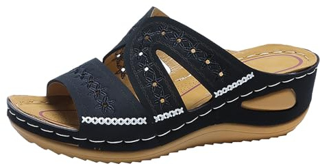 Sandales été Femme Antidérapantes Respirantes Bohême Bout Ouvert Orthopédique Confortables Plateforme avec Talon Bloc De Marche