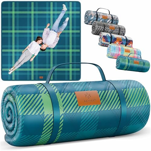 KESSER® Coperta da picnic per campeggio, 200 x 200 cm, con fondo impermeabile a tre strati, comoda coperta da picnic con manico per spiaggia e campeggio, coperta grande per esterni, pieghevole e