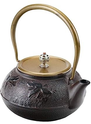 Théière en fonte Théière japonaise Théière chinoise en fonte de style japonais Bouilloire à thé en fonte sans danger for la cuisinière avec revêtement, infuseur for café Bouilloire à thé en fonte