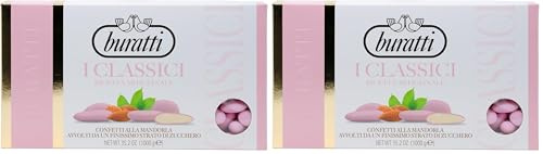 Buratti Confetti alla Mandorla Intera Rosa - 1000 g (Confezione da 2)